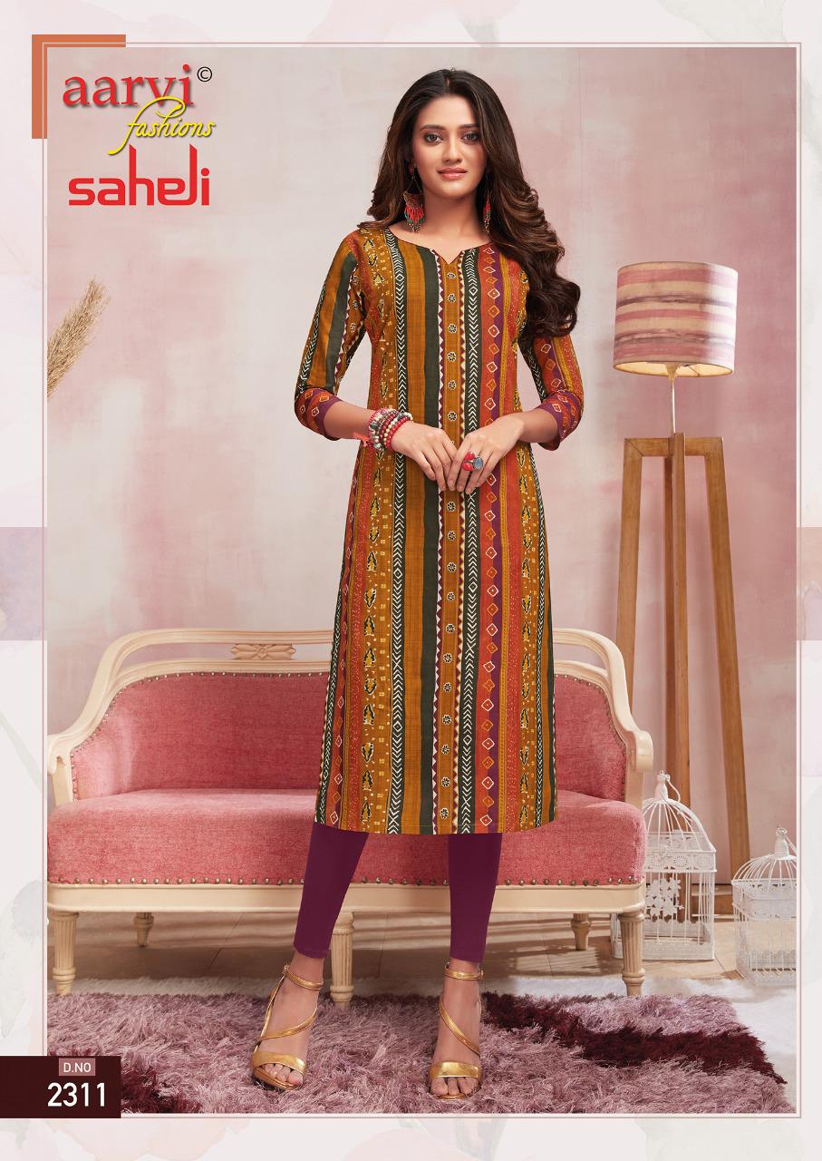 Aarvi Saheli 13 Fancy Regular Wear Cotton Designer Kurti Collection